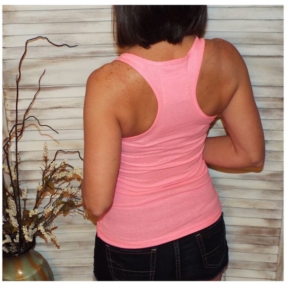 🎀PLUS Ribbed Racerback Boy Beater Neon Pink 1320 - Picture 6 of 10